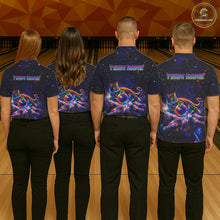 Load image into Gallery viewer, Funny Cat Bowling Polo Quarter-Zip Shirts For Men Custom Colorful Bowling Galaxy Team Jerseys NYN3417