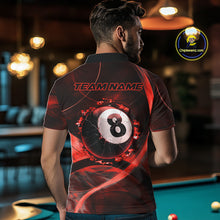 Load image into Gallery viewer, Smoke Cracked Billiard 8 Ball Pool Shirt For Men Custom Billiard Polo &amp; 1/4 Zip Team Attire | Red NYN3422