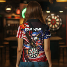 Load image into Gallery viewer, Custom US Flag Funny Eagle Dartboard Darts Women Polo &amp; 1/4-Zip Shirts Patriotic Dart Team Jerseys NYN2805