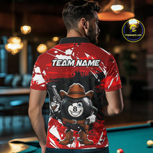 Load image into Gallery viewer, Funny Billiard 8 Ball Cowboy Gun Shirt For Men Custom Grunge Billiard Team Attire | Red NYN3435