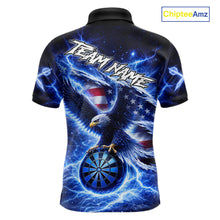 Load image into Gallery viewer, Thunder Torn US Flag Eagle Dartboard Men Darts Polo Shirt Custom Patriotic Dart League Shirt NYN2649