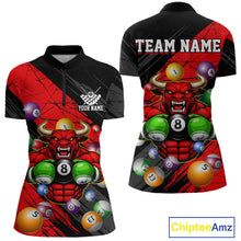 Load image into Gallery viewer, Boxing Bull Hold 8 Ball Pool Funny Billiard Shirt For Women Personalized Pool Balls Billiard Shirts NYN2652