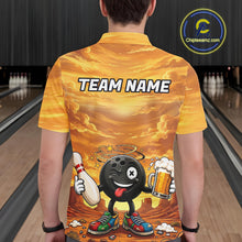 Load image into Gallery viewer, Mens Funny Beer Bowling Ball Shirts For Men Custom Team Polo Quarter-Zip Bowling Jerseys NYN3454