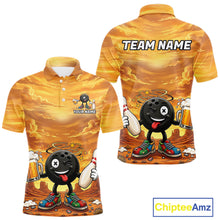 Load image into Gallery viewer, Funny beer bowling ball shirt for men custom bowling polo quarter zip jersey