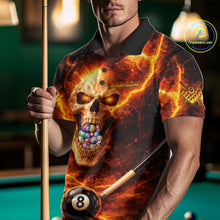 Load image into Gallery viewer, Thunder Red Skull Billiard 8 Ball &amp; Sticks Billiard Shirt For Men Personalized Billiard Ball Shirts NYN2655