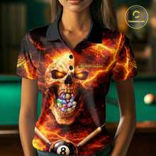 Load image into Gallery viewer, Thunder Red Skull Billiard 8 Ball &amp; Sticks Billiard Shirt For Women Personalized Billiard Ball Shirts NYN2655