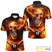 Load image into Gallery viewer, Thunder Red Skull Billiard 8 Ball &amp; Sticks Billiard Shirt For Men Personalized Billiard Ball Shirts NYN2655