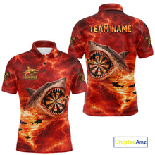 Load image into Gallery viewer, Fire Flame Tornado Funny Shark Darts Polo Shirt For Men Custom Dart Team League Shirt|Red NYN2657