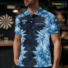 Load image into Gallery viewer, Icy Snowflake Blue Dartboard Men Darts Polo &amp; 1/4-Zip Shirts Custom Darts Clothing Team Shirt Jersey NYN3034