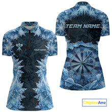 Load image into Gallery viewer, Icy Snowflake Blue Dartboard Women Darts Polo &amp; 1/4-Zip Shirts Custom Darts Clothing Team Shirt Jersey NYN3034
