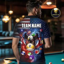 Load image into Gallery viewer, Blue &amp; Red Flames Eagle 8 Ball 9 Ball Pool Billiard Shirt For Men Custom US Flag Billiard Jersey NYN3050