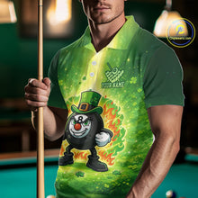 Load image into Gallery viewer, Shamrock Funny Fire Flame 8 Ball Men Billiards Shirt Personalized St Patrick's Day Pool Balls Shirt NYN2679