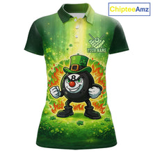 Load image into Gallery viewer, Shamrock Funny Fire Flame 8 Ball Women Billiards Shirt Personalized St Patrick's Day Pool Balls Shirt NYN2679