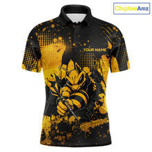 Load image into Gallery viewer, Black And Yellow Grunge Funny Bee Darts Polo &amp; 1/4 Zip For Men Personalized Dart Team Shirts NYN3237