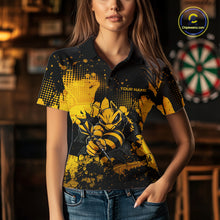 Load image into Gallery viewer, Black And Yellow Grunge Funny Bee Darts Polo &amp; 1/4 Zip For Women Personalized Dart Team Shirts NYN3237