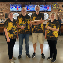 Load image into Gallery viewer, Black And Yellow Grunge Funny Bee Darts Polo &amp; 1/4 Zip For Women Personalized Dart Team Shirts NYN3237