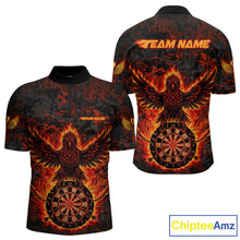 Load image into Gallery viewer, Custom Red Flames Eagle Digital Camo Darts Quarter-Zip Shirt For Men Cracked Dart Jerseys NYN1958