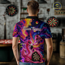 Load image into Gallery viewer, Personalized Cute Flamingo Dart Polo &amp; Quarter Zip Shirt For Men Colorful Rainbow Paint Darts Jersey NYN2869