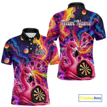 Load image into Gallery viewer, Personalized Cute Flamingo Dart Polo &amp; Quarter Zip Shirt For Men Colorful Rainbow Paint Darts Jersey NYN2869