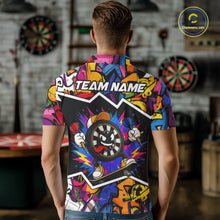 Load image into Gallery viewer, Male darts player wearing Graffiti Strike Dartboard jersey during dart league competition