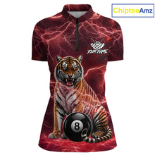 Load image into Gallery viewer, Thunder Red Funny Tiger 8 Ball Billiard Pool Shirt For Women Custom Billiard Team Attire NYN3141