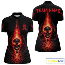 Load image into Gallery viewer, Skeleton Fire Flame Dartboard Custom Women Quarter-Zip Dart Shirt Red Skull Dart Jerseys NYN1769