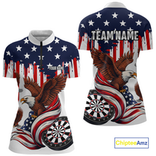 Load image into Gallery viewer, US Flag Eagle 3D Dartboard Women Darts Team Shirt Personalized Patriotic Dart Quarter-Zip Jerseys NYN2571