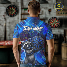 Load image into Gallery viewer, Thunder Raccoon Funny Men Dart Shirt Custom Graffiti Polo &amp; 1/4-Zip Dart Clothing | Blue NYN3343