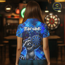 Load image into Gallery viewer, Thunder Raccoon Funny Women Dart Shirt Custom Graffiti Polo &amp; 1/4-Zip Dart Clothing | Blue NYN3343