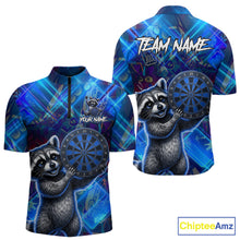 Load image into Gallery viewer, Funny raccoon graffiti dart shirt custom blue dart 1/4-zip apparel