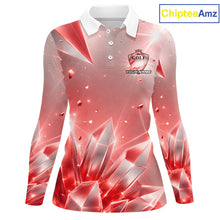 Load image into Gallery viewer, Women Golf Polo Shirt Custom Red-Diamond Crystal Golf Ball Custom Name Golf Shirts For Team NYN3157