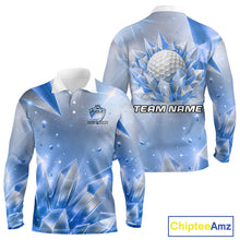 Load image into Gallery viewer, Mens Golf Polo Shirt Custom Blue-Diamond Crystal Golf Ball Custom Name Golf Shirts For Team NYN3156