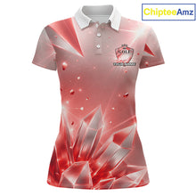 Load image into Gallery viewer, Women Golf Polo Shirt Custom Red-Diamond Crystal Golf Ball Custom Name Golf Shirts For Team NYN3157