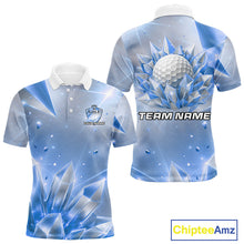 Load image into Gallery viewer, Mens Golf Polo Shirt Custom Blue-Diamond Crystal Golf Ball Custom Name Golf Shirts For Team NYN3156