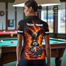 Load image into Gallery viewer, Fire Flame Eagle US Flag Pool Ball 3D Billiard Shirt For Women Personalized 8 Ball Billiard Attire NYN2587