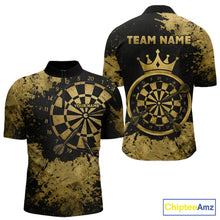 Load image into Gallery viewer, Personalized Grunge Gold Dartboard Men Dart Shirt Custom Name Dart Team Jersey For Darters NYN2968