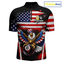 Load image into Gallery viewer, Grunge US Flag Eagle 8 Ball &amp; 9 Ball Billiard Pool Shirt For Men Custom Patriotic Billiard Appeal NYN2762