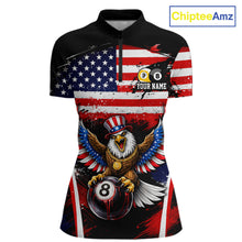 Load image into Gallery viewer, Grunge US Flag Eagle 8 Ball &amp; 9 Ball Billiard Pool Shirt For Women Custom Patriotic Billiard Appeal NYN2762