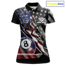 Load image into Gallery viewer, Personalized Smoke US Flag Billiard 8 Ball Pool Shirt For Women Custom Patriotic Billiard Team Appeal NYN2768