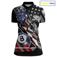 Load image into Gallery viewer, Personalized Smoke US Flag Billiard 8 Ball Pool Shirt For Women Custom Patriotic Billiard Team Appeal NYN2768