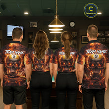 Load image into Gallery viewer, Fire Flame Skull Pool 8 Ball &amp; 9 Ball Billiard Shirt For Women Custom Billiard Team Attire|Red NYN2628