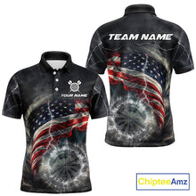 Load image into Gallery viewer, Custom American Flag Tornado White Thunder Darts Men Polo &amp; 1/4-Zip Shirts Dart Team Jerseys NYN2807