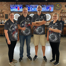 Load image into Gallery viewer, Custom Texas Flag Tornado White Thunder Darts Men Polo &amp; 1/4-Zip Shirts Dart Team Jerseys NYN2808