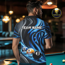 Load image into Gallery viewer, Black And Blue Tribal Light 8 Ball Pool Men Polo &amp; 1/4-Zip Shirt Custom Billiards Ball Jerseys NYN2430