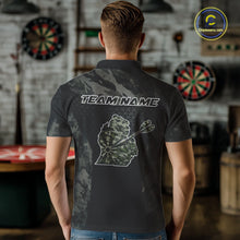 Load image into Gallery viewer, Personalized Black Dartboard Camouflage Darts Polo &amp; 1/4-Zip Shirts For Men Dart Team Jerseys NYN2816