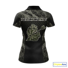 Load image into Gallery viewer, Personalized Black Dartboard Camouflage Darts Polo &amp; 1/4-Zip Shirts For Women Dart Team Jerseys NYN2816