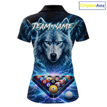 Load image into Gallery viewer, Custom Blue Horror Wolf Billiard Shirts For Women Thunder Lightning Billiard Team League Jerseys NYN3014