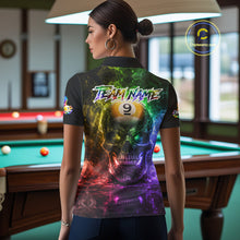 Load image into Gallery viewer, Fire Flame Skull Pool 8 Ball &amp; 9 Ball Billiard Shirt For Women Custom Billiard Team Attire|Colorful NYN2665