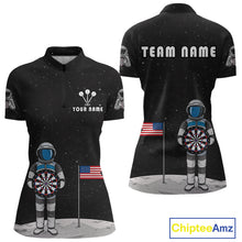 Load image into Gallery viewer, Custom Black Galaxy Astronaut Dart 1/4-Zip Shirt For Women Outfit Dart Team Jerseys NYN1417