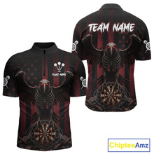 Load image into Gallery viewer, Red Gothic Eagle Skull Dartboard Custom Men Darts Quarter-Zip Shirt Grunge US Flag Dart Jerseys NYN1943